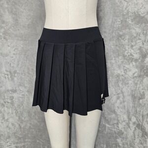 Halara Skort S Black Pleated Garter Buckle Mini Skirt Tennis Prep Grunge Punk